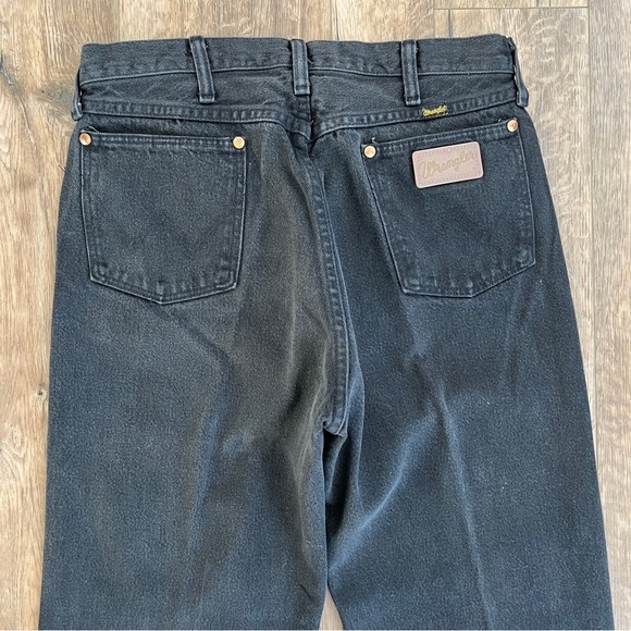 Wrangler Vintage 90s Washed Black Cowboy Cut Long Straight Leg Jeans - Picture 5 of 9